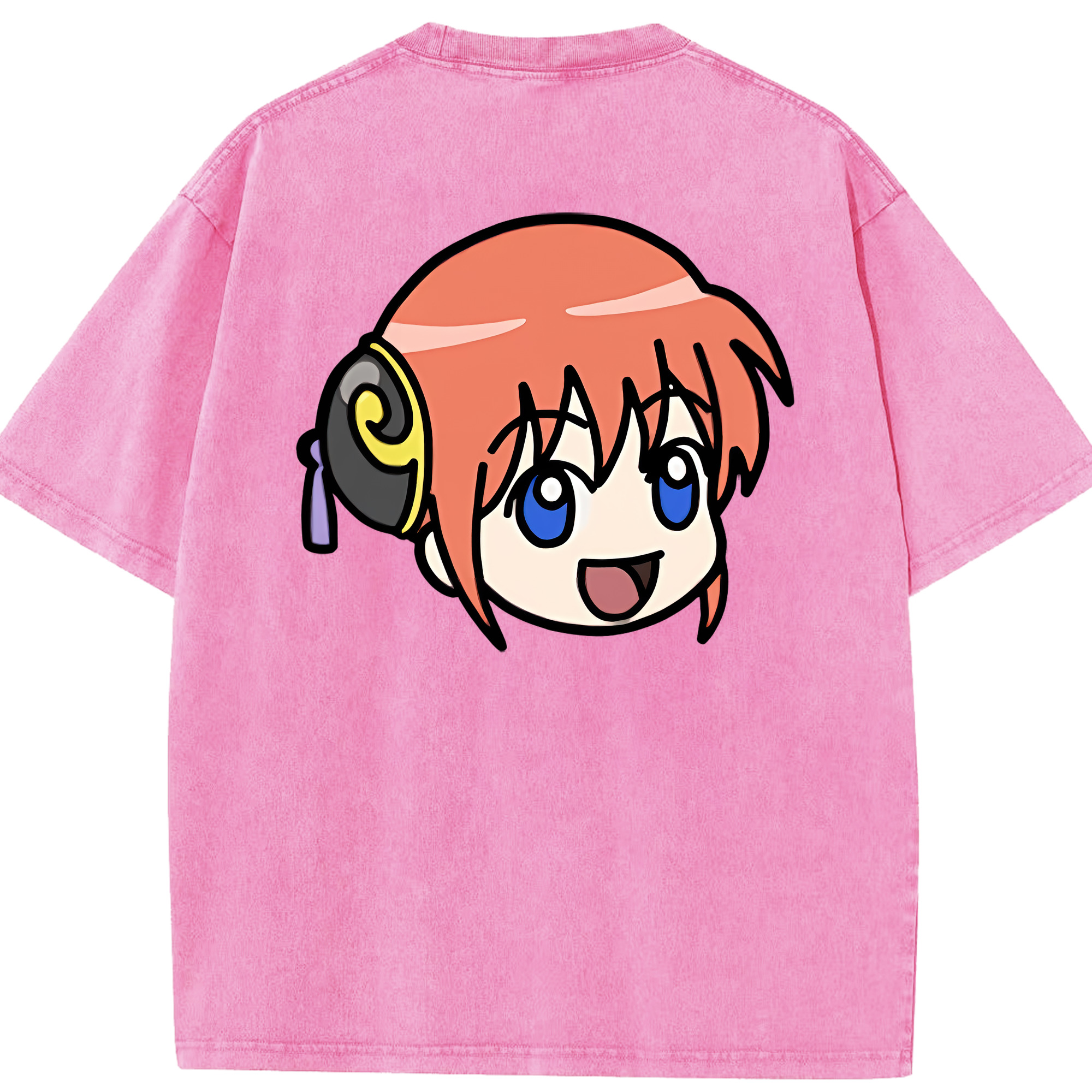 （画像用） ぎんたま 坂田銀時（さかたぎんとき） 神楽 志村新八（しむら しんぱち） GINTAMA Sakata Gintoki Kagura Shimura Shinpachi 綿100% ヴィンテージ風 半袖Tシャツ（背面プリント）